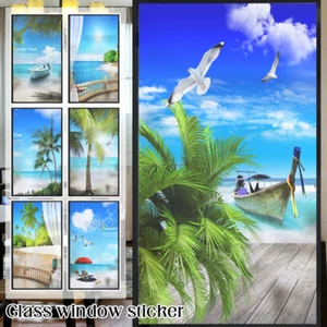 Frosted Window Film Decorative Seaside Beach Glass Stickers Static NEW - Picture 1 of 35