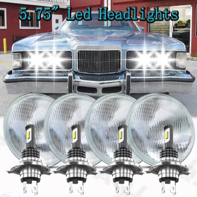8PCS 5.75" Round LED Headlights Hi/Lo for Mercury Cougar 1967-76 Monterey Comet Foto 1 de 4