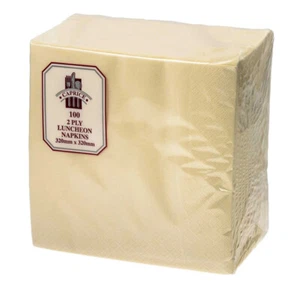 100pk Lunch Paper Napkins Serviettes Party Tableware Plain Cream Colour Catering - Picture 1 of 8