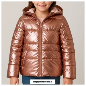 Girls Bubble Jacket Sz XXL 2XG 18 Rose Gold Never Worn New With Tags - Picture 1 of 18