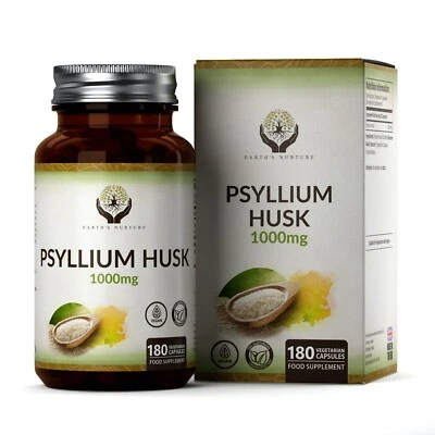 EARTH'S NURTURE Psyllium Husk | 180 capsule 500 mg perdita di peso naturale | pulizia colon disintossicante