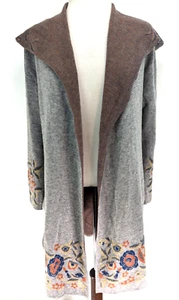 Maxsport Damen M ~ Kapuzenpullover Blumenmuster Staubtuch offene Strickjacke Jacke grau 328 $ - Bild 1 von 10