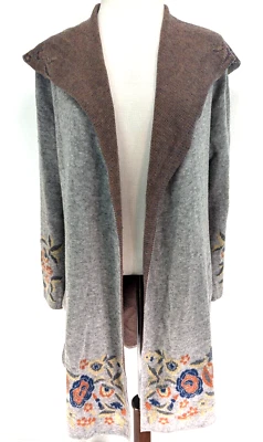 MAXSPORT Mujer M ~ Suéter con Capucha FLORAL Plumero Cárdigan Abierto Chaqueta Gris $328 Foto 1 de 4
