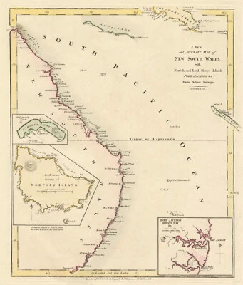Antique "A New and Accurate Map of New South Wales" (Australia) Wilkinson, 1794 - Image 1 of 4
