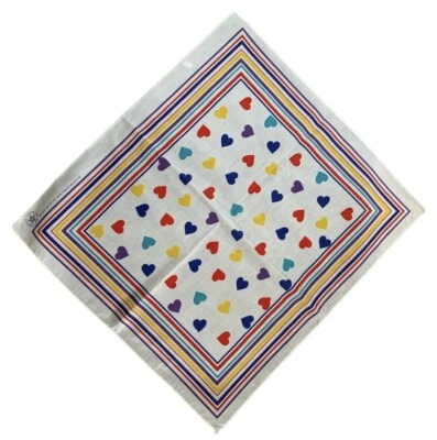 Bandana De Colección Años 90 Hecha en EE. UU. Corazones Coloridos Y2K Streetwear Festival Artístico Audaz Foto 1 de 4