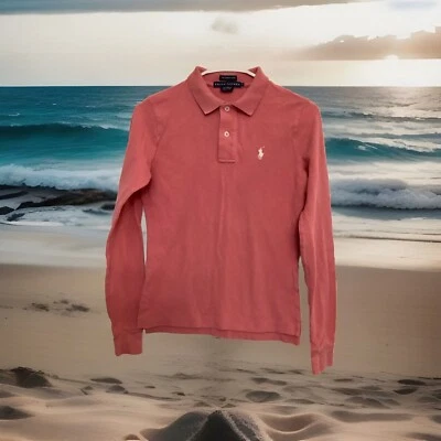 Ralph Lauren Youth Girls The Skinny Polo Shirt Size Small Long Sleeves Pink - Image 1 of 4