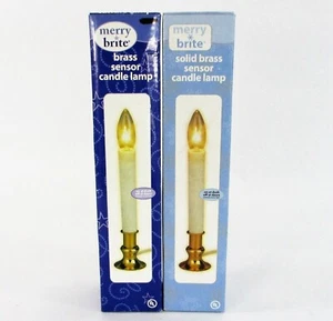 Lot of 2 Merry Brite 8.8" White, Brass Candolier Sensor Candle Light Auto ON/OFF - Picture 1 of 7