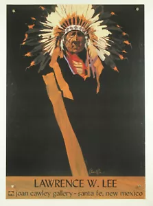 Vintage 1990 Lawrence Lee Southwestern ELDER CHIEF Kopfschmuck Maldruck 25x35" - Bild 1 von 10