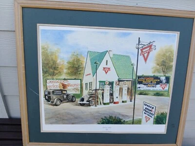 noel dunn art print conoco gas station 1930 signed  - Image 1 of 4