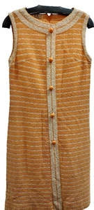 R&K STRICKKLEID Herbst gestreift Etuikleid ÄRMELLOS MOD senfgelb GRÖSSE MEDIUM - Bild 1 von 24