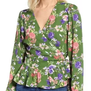 Blusa envolvente floral colección B de Bobeau L - Imagen 1 de 5
