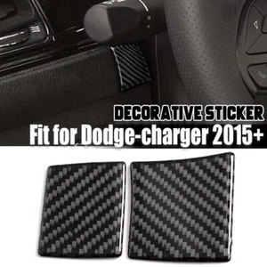 2Pcs Real Carbon Fiber Interior Steering Wheel Side Cover Trim For Dodge Charger - Imagen 1 de 13