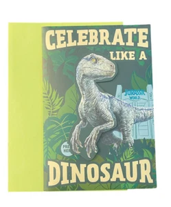 Hallmark Birthday Card ~ Motion & Sound Jurassic World Raptor Noises & Movement - Picture 1 of 3