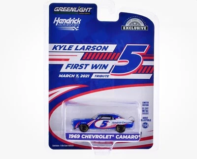 Chevrolet Camaro 1969 Greenlight #5 Kyle Larson primer auto Hendrick ganador 1/64 Foto 1 de 3