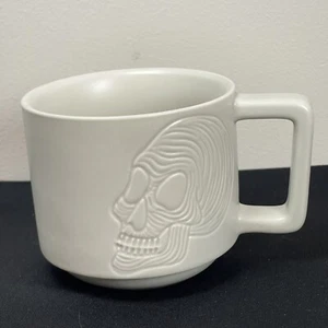 Starbucks Skull Ceramic Coffee Mug Halloween White Ivory Etched 12 Oz 2019 - Picture 1 of 8