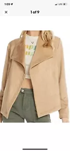 Chaser Tan Faux Suede Draped Moto Jacket Size Small - Picture 1 of 4
