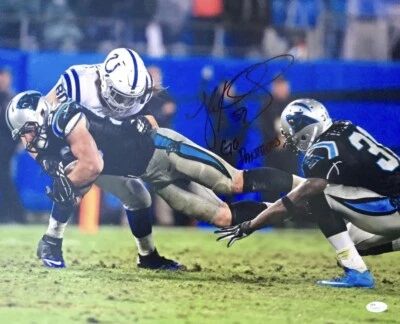 Luke Kuechly Signed Carolina Panthers (INT vs Colts) 16x20 Photo JSA - Image 1 of 2