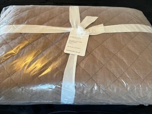 New Pottery Barn Belgian Flax Linen Diamond Quilt King / Cal Bronze Brown NWT - Picture 1 of 4