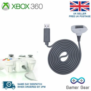 USB Charger Lead Cable for Microsoft Xbox 360 Wireless Gamepad Controller 1.8m - Picture 1 of 9