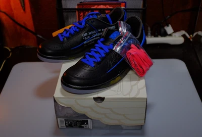 Tamanho 10.5 - DS Novo Off-White x Air Jordan 2 Retro Low SP 'Black Varsity Royal' - Imagem 1 de 4