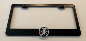 3D Buick Emblem Stainless Steel Black License Plate Frame W/ Caps - Picture 1 of 4