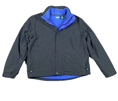 LL Bean Mens Size L 3 In 1 Weather Challenger Jacket Hooded OBCY9 Black/Royal - Image 1 of 4