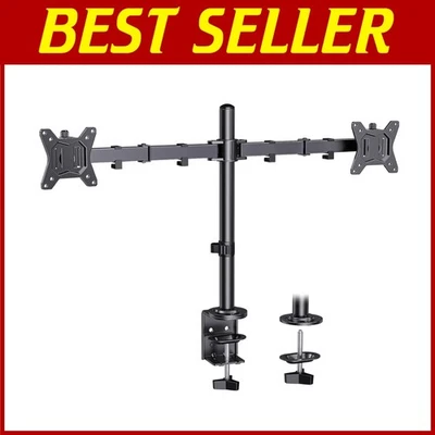 Fully Adjustable Dual Monitor Arm for 2 Screens, Black - Image 1 of 4