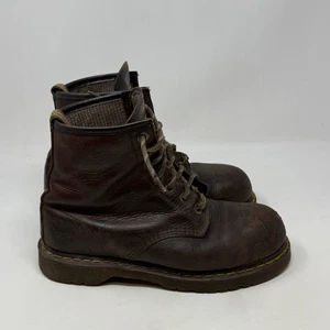 Dr Martens Industrial Steel Toe Work Boots Mens 9 Womens 10 Brown Leather Ankle - Picture 1 of 18
