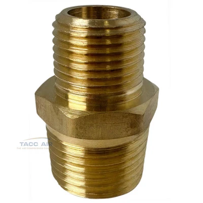 Brass Pipe Reducer Nipple Fitting 1/2" MNPT x 3/8" NPT Male Adapter Increaser - Image 1 of 4