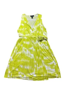 Lane Bryant Tie Dye Wrap Dress 14/16 Green White Sleeveless Boho Vacation Beach - Picture 1 of 6