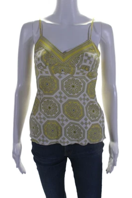 Camiseta sin mangas Trina Turk para mujer con cuello en V y correas de espagueti amarilla talla P Foto 1 de 4