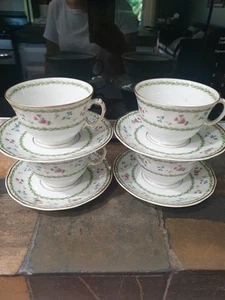 Artois Vert by Bernardaud Limoges, France individual Cup and Saucer 4 Sets Green - Picture 1 of 24