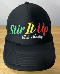 Bob Marley Black Trucker Hat Foam Nissun 'Stir It Up' Snapback Cap - Picture 1 of 6
