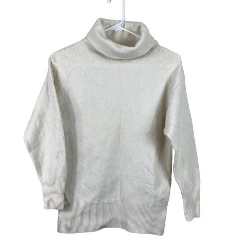 Sandro Paris Women’s Ivory 100% Wool Turtleneck Sweater Size Medium Minimalist - Image 1 of 4