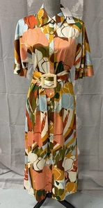 Zara Tortoiseshell Belted Shirt Dress Woman’s Size Small Abbott Elementary NWT - Picture 1 of 12