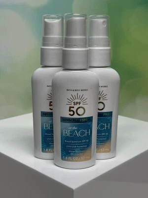 x3 Bath & Body Works TRAVEL At The Beach FPS 50 Protector Solar Spray Foto 1 de 2