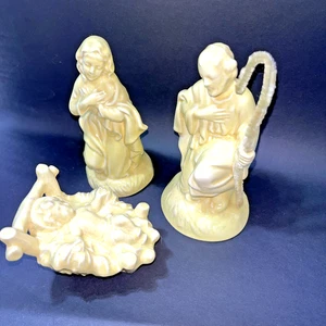 Belén Navidad Vintage Atlántico Molde Sagrada Familia 3 Piezas Amarillo Brillo Esmaltado - Imagen 1 de 12