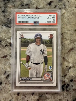 2020 Bowman 1st Edition Jasson Dominguez #BFE8 RC Rookie PSA 10 Gem Mint - Image 1 of 2