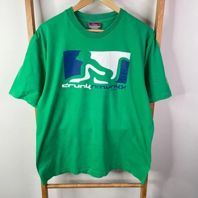 Camisa Drunknmunky De Colección Para Hombre Extra Grande Verde Estampado Gráfico Manga Corta Foto 1 de 4