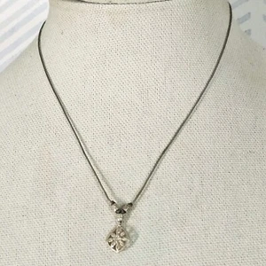Silpada Sterling Silver Starlight Cubic Zirconia Flower Gray Cord Necklace - Picture 1 of 3