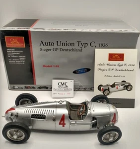 CMC Scala 1/18 Diecast M-073 - Auto Union Tipo C #4 1936 Vincitore GP di Germania - Foto 1 di 13