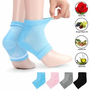 2pcs Silicone Moisturizing Gel Heel Socks Cracked Dry Foot Skin Care Protectors - Picture 1 of 13