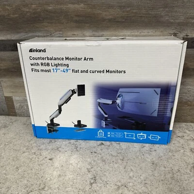 Inland Single Screen Desk-Mounted Gas Spring Monitor Arm for 17 - 49" Monitor - Image 1 of 4