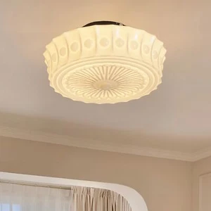 Schoolhouse Ceiling Light Fixture, 13.8" Milk Glass Semi Flush Mount Ceiling ... - Picture 1 of 7