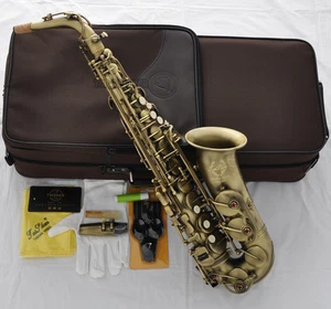 TaiShan Newest Alto Saxophone Matte Antique Sax Eb High F# W/Case - Picture 1 of 10