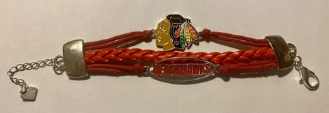 Chicago Blackhawks Hockey Women’s Red Silver Leather Bracelet Rare AWESOME! Cover