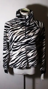 Women's CALVIN KLEIN Black 1/2 Zip Faux Fur Jersey Size M NWT - Picture 1 of 6