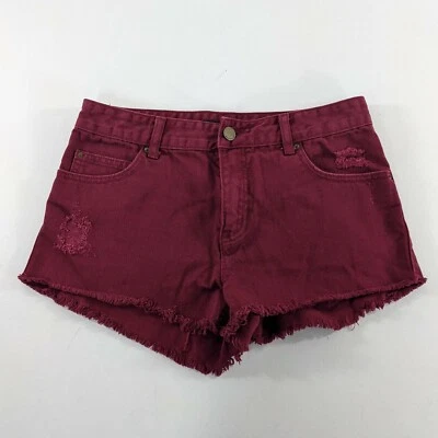 Pantalones cortos de mezclilla Billabong rojos cortados para mujer talla 26 Foto 1 de 4