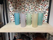 Vtg Libbey Frosted Sherbet Colored Tall Barware Glasses