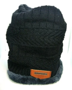 Knitted Cotton Fur Lined Beanie Hat Unisex Lining Warm Comfortable Wearing - Picture 1 of 3